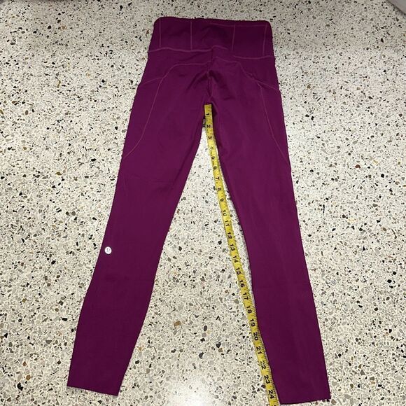 Lululemon Fast & Free Marvel burgundy 25” non reflective 4 Peloton - Picture 8 of 9
